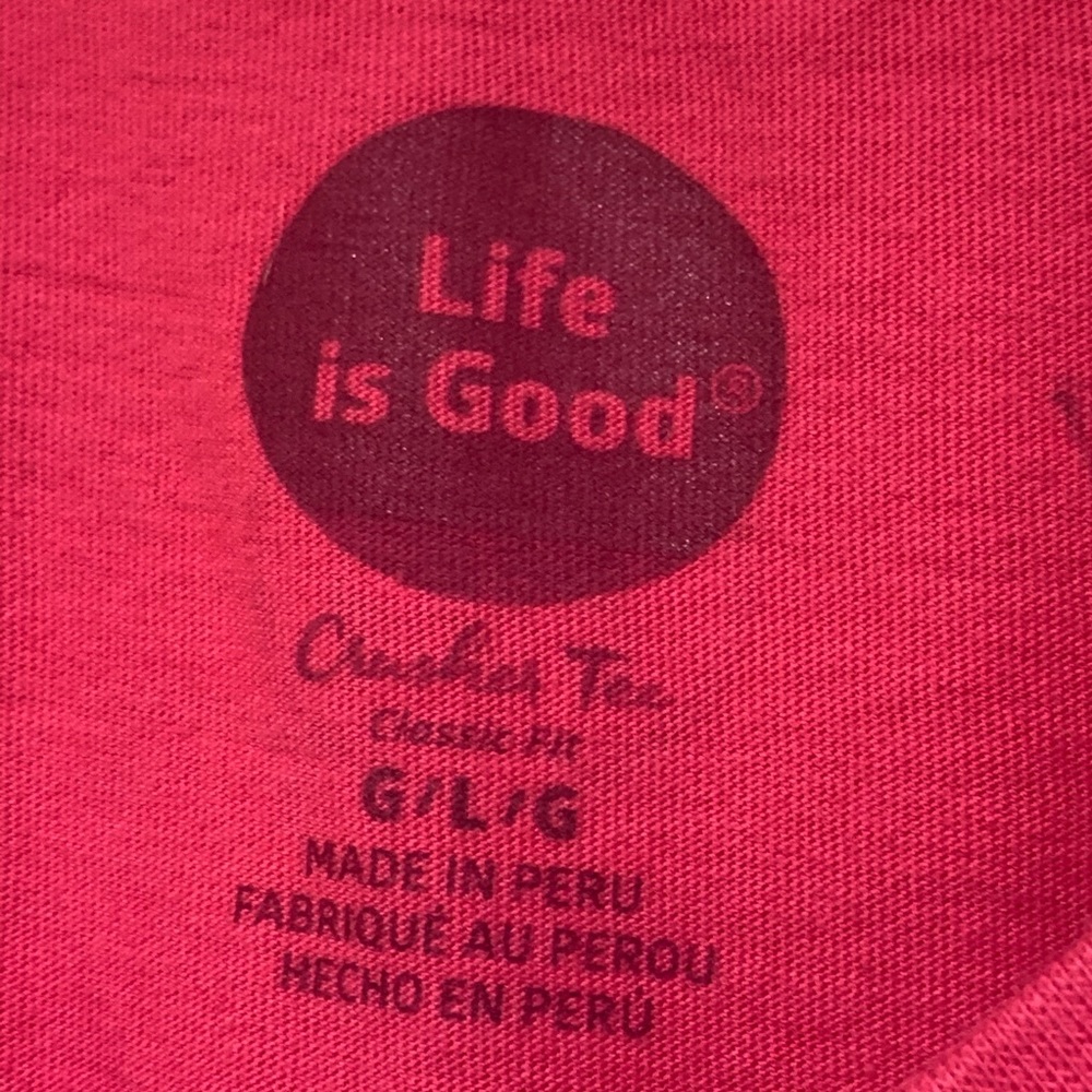 Life is Good V-Neck Pink Shirt More Love size Large - Picture 3 of 4
